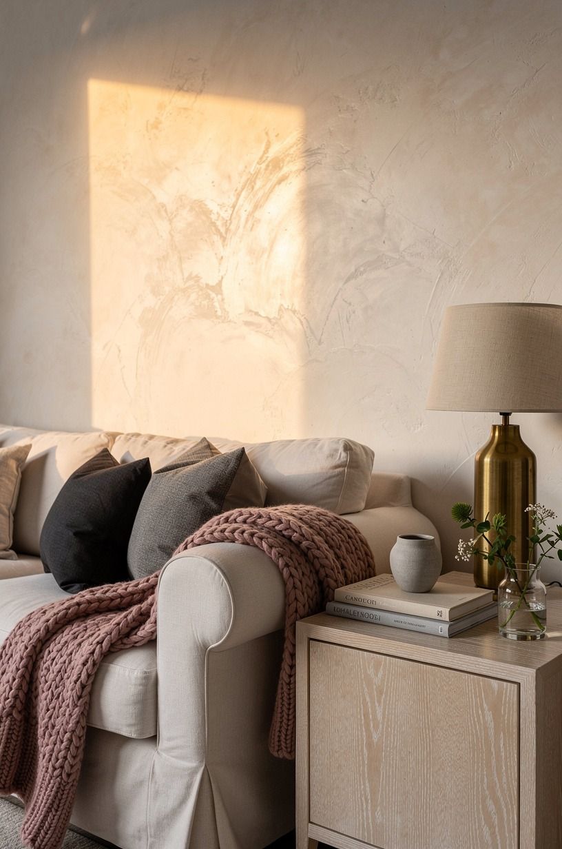 Drop a chunky cashmere throw over the arm