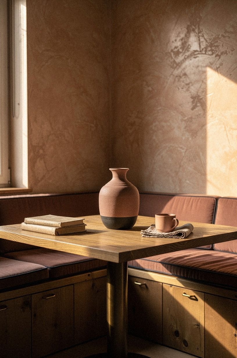 Why does a single stoneware vase carry the whole corner?