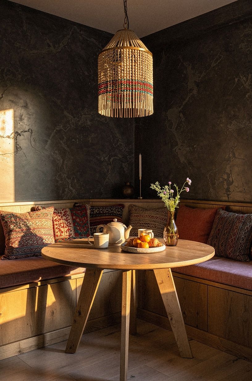 Set a beaded pendant above the table