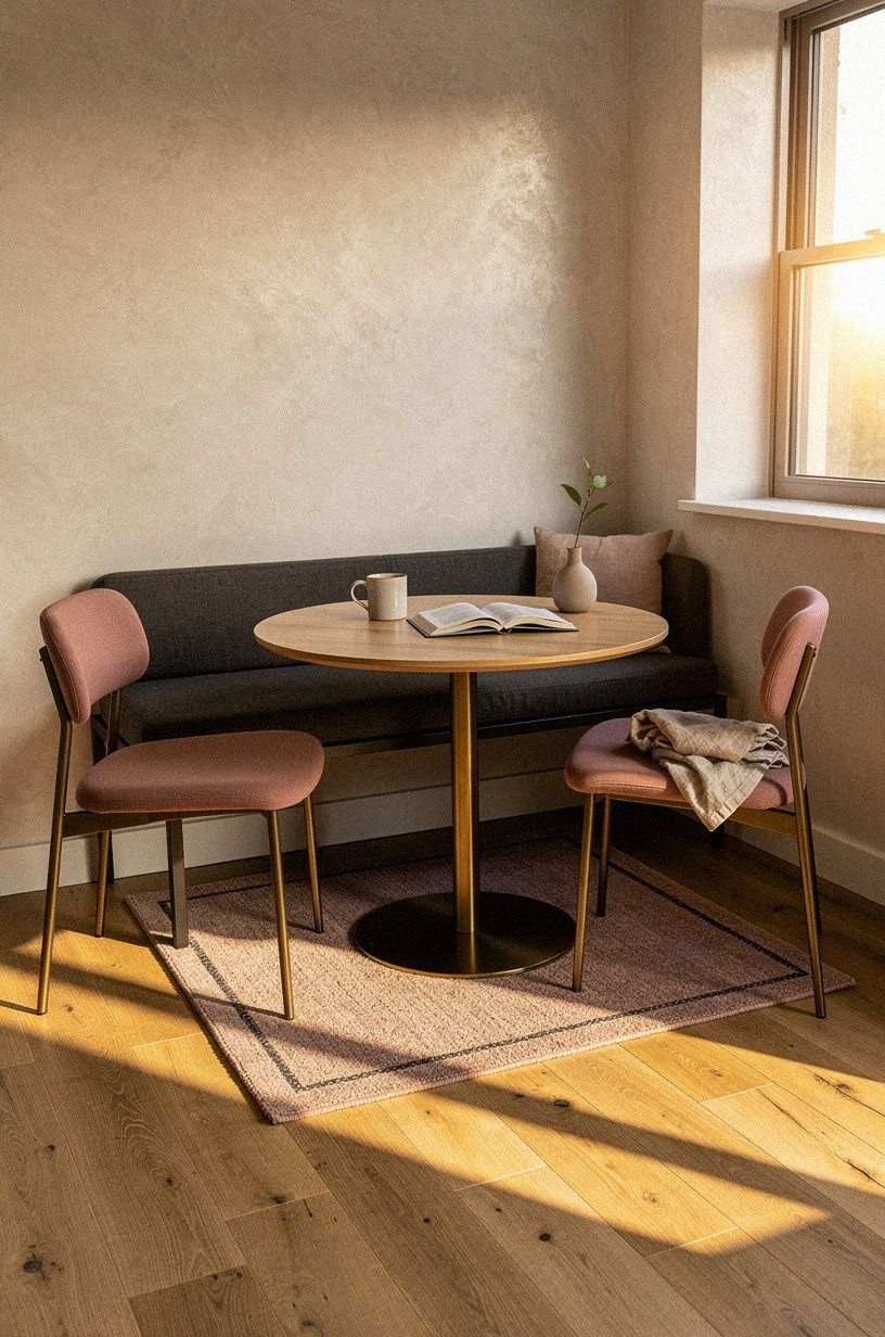 Layer a tiny rug beneath the breakfast table