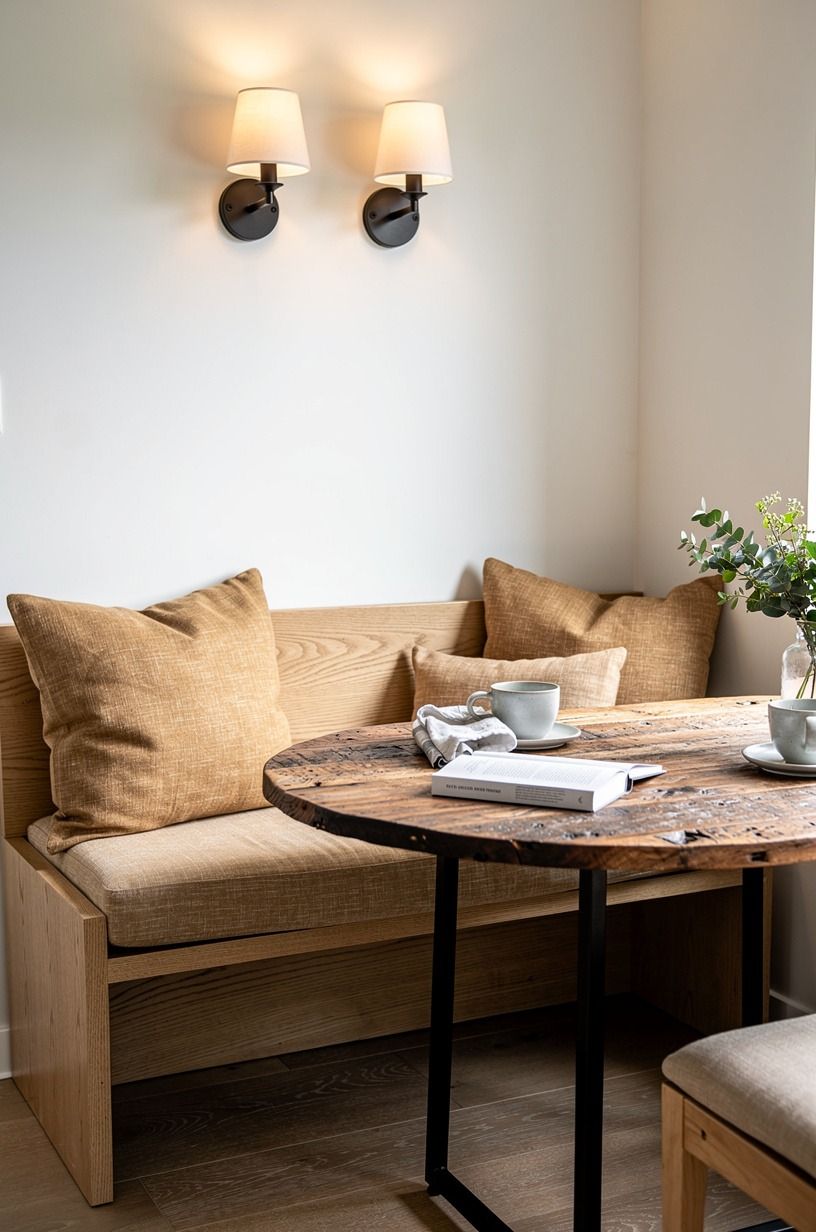 Add sconces above the breakfast bench