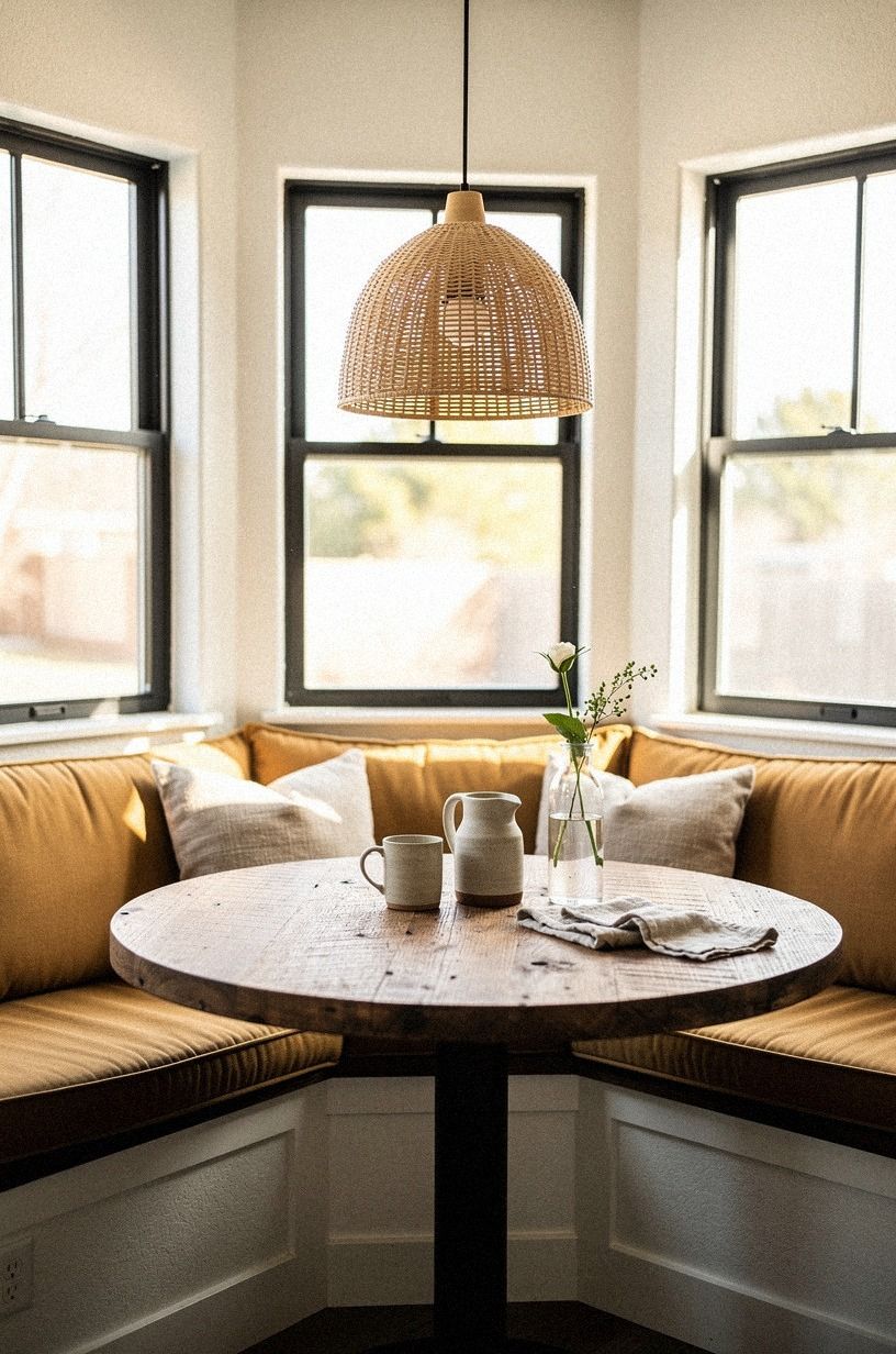 Hang a woven pendant above the table
