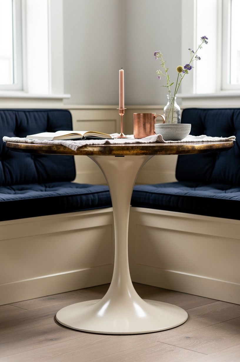 Use a tulip table for tight corners