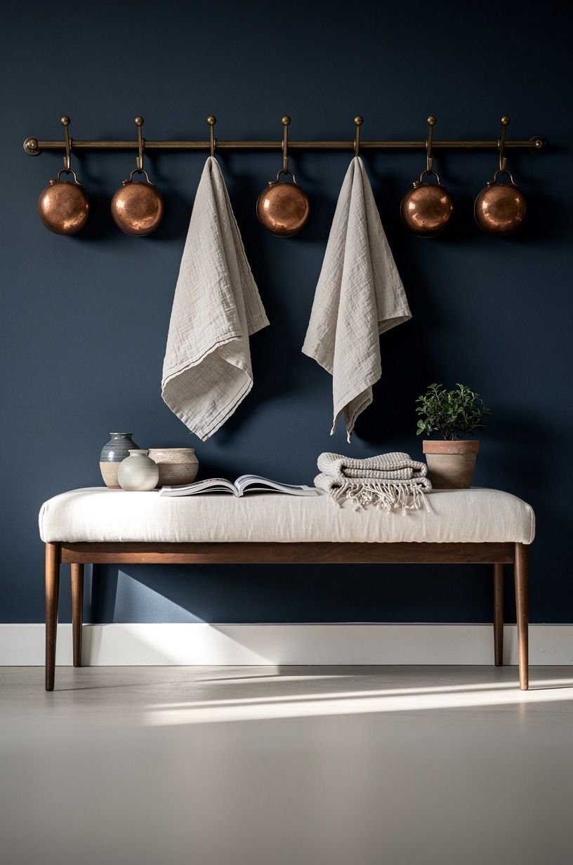 Install peg rails for mugs and linens