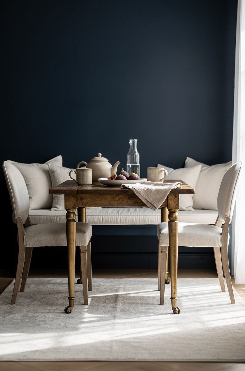 Use mismatched chairs for a collected breakfast nook