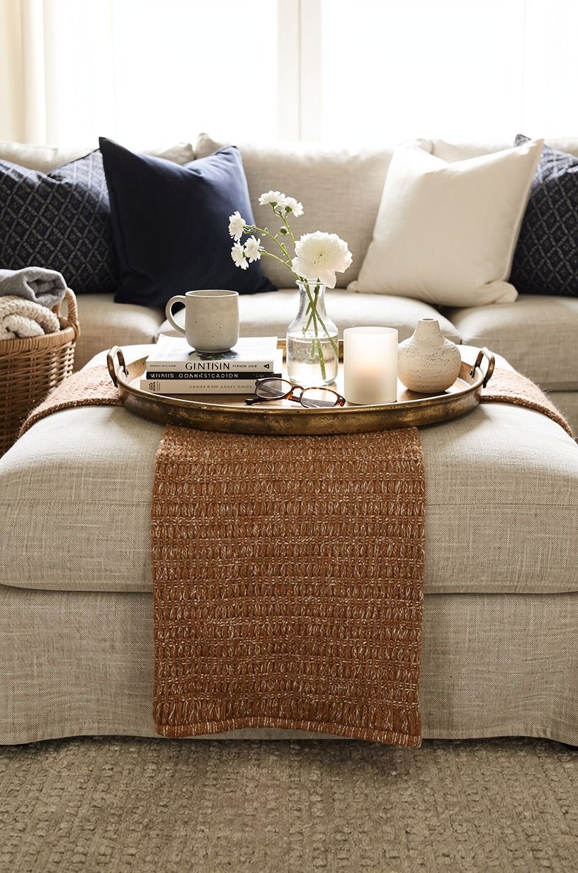 Anchor the seating with a deep slipcovered sectional