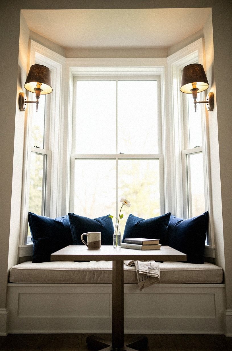 Add sconces beside the window frame