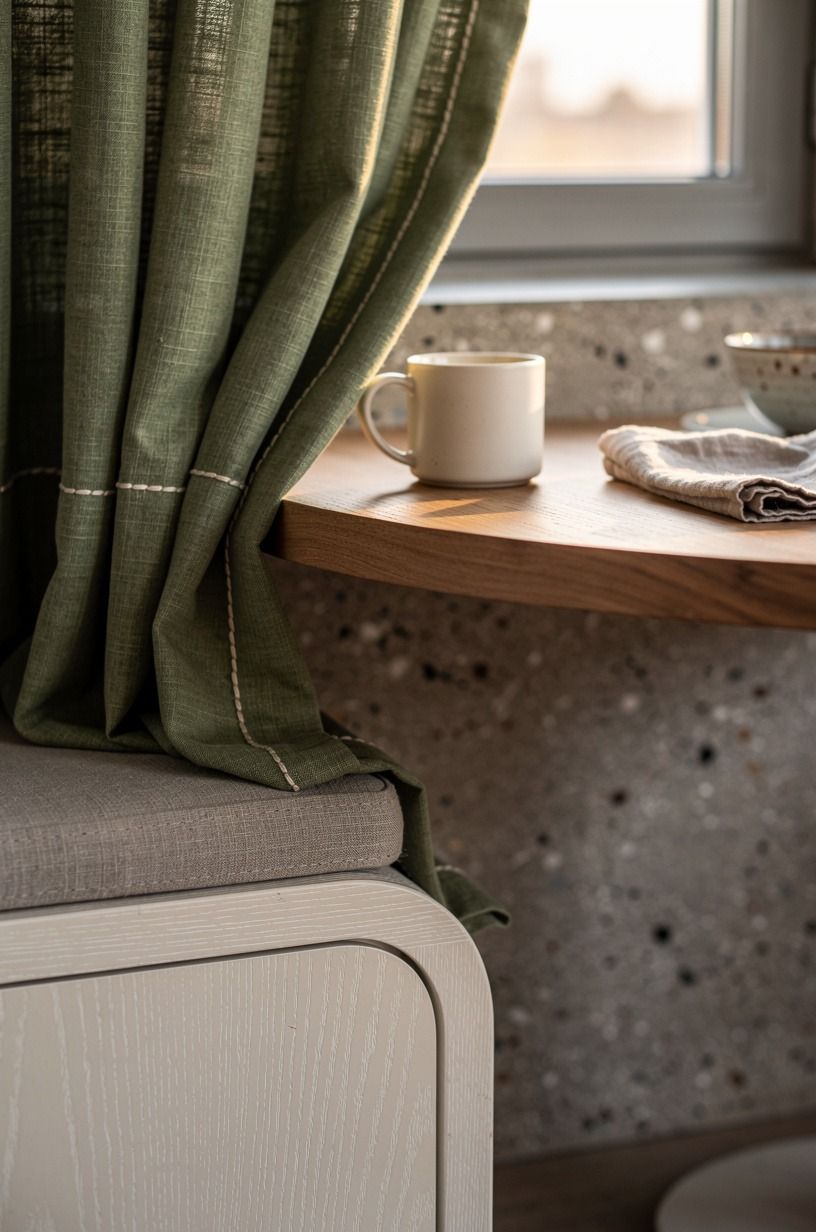 Layer Cafe Curtains Behind the Nook