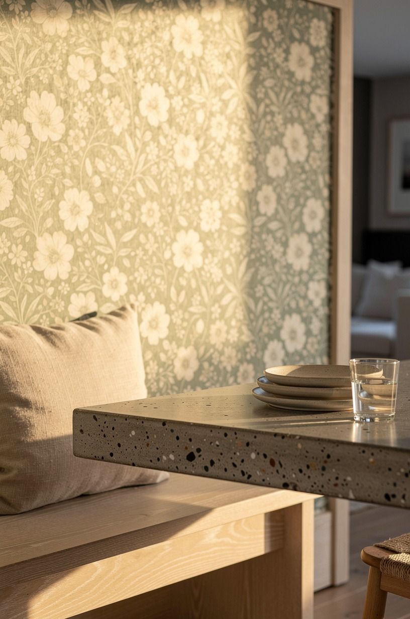 Paper the nook wall in tiny florals