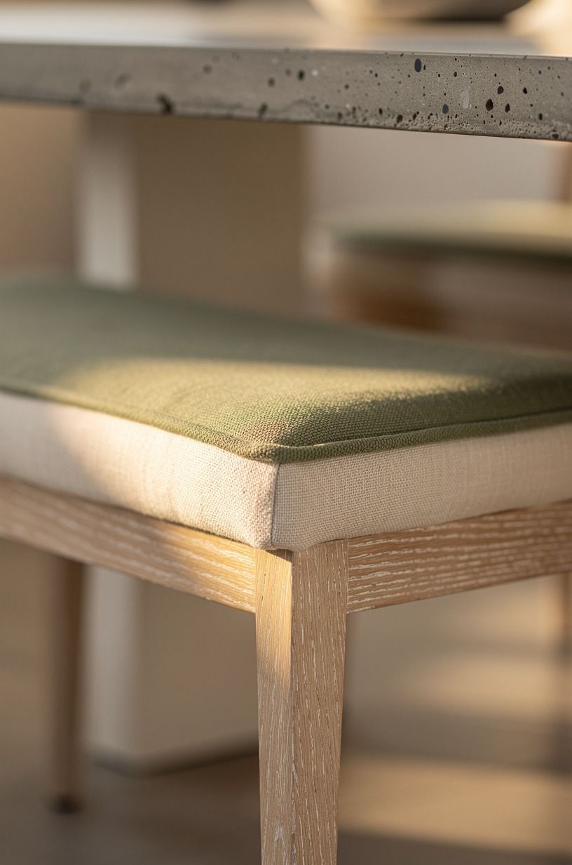 Mix two dining chairs with a bench