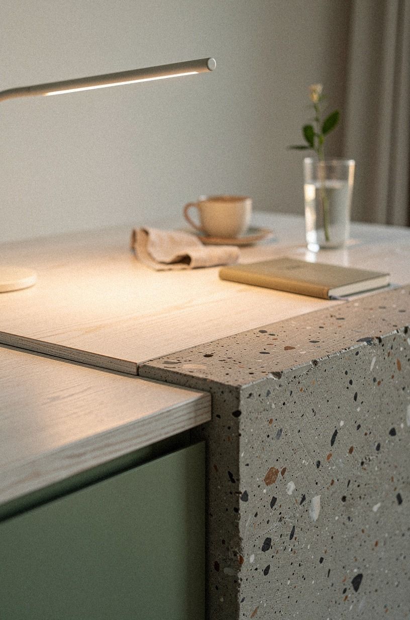 Angle a slim arc lamp toward the wood grain