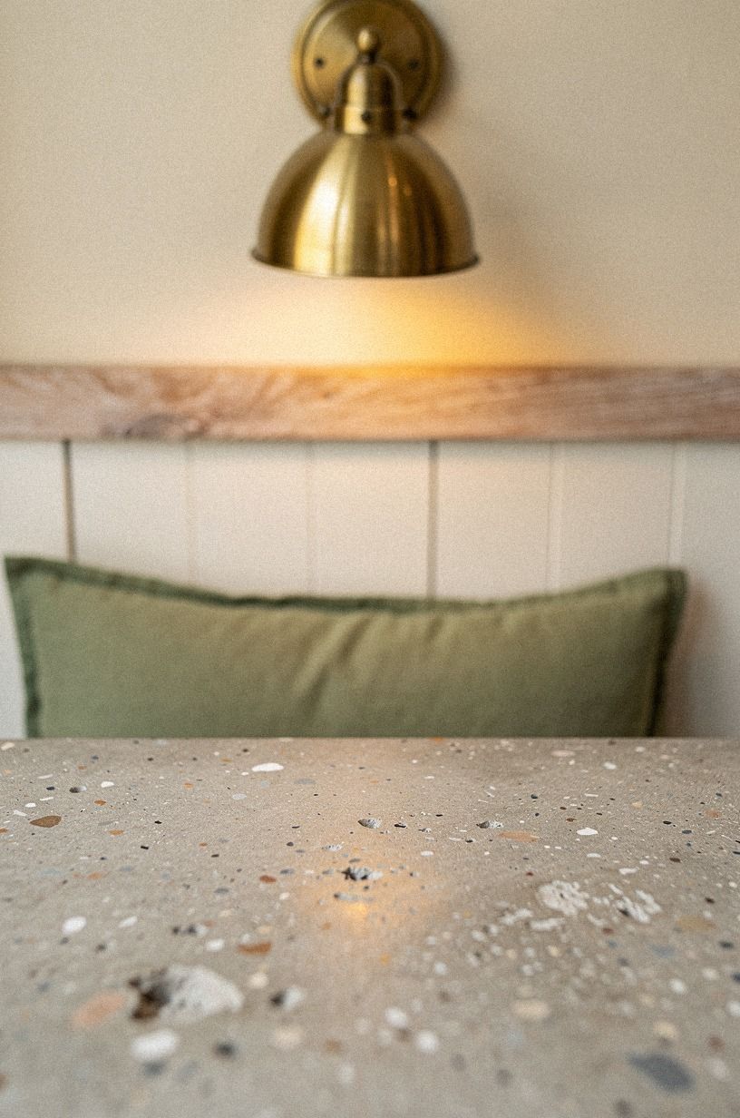 Mounted a brass sconce above the bench