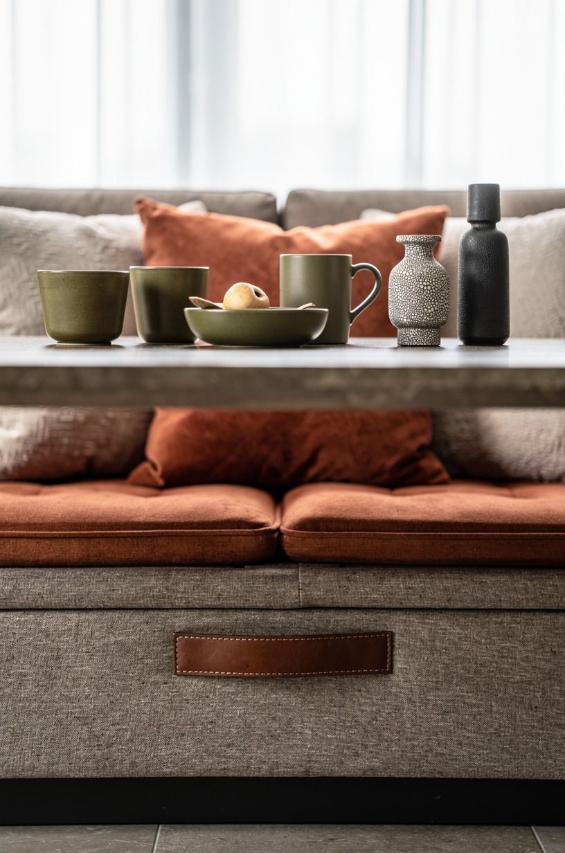 Placed A Bench Along The Sofa Back