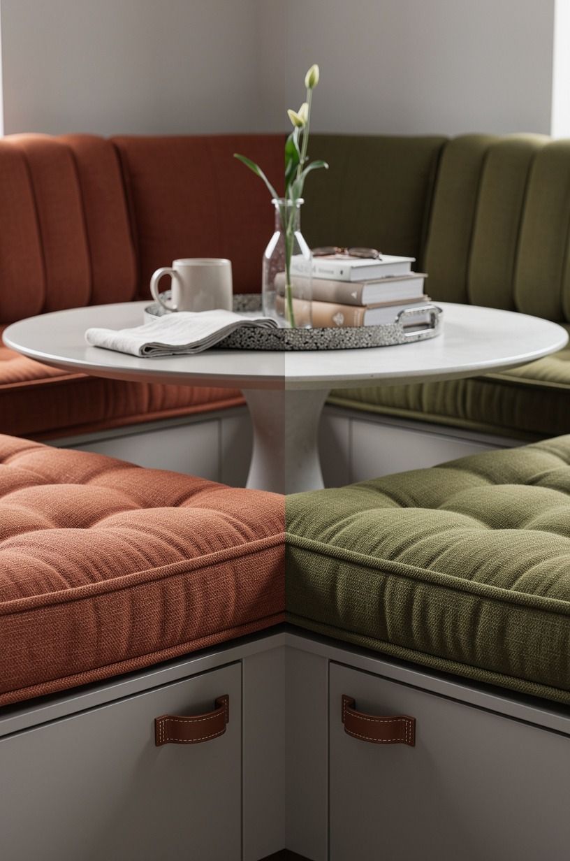 Soften the corner with curved cushions