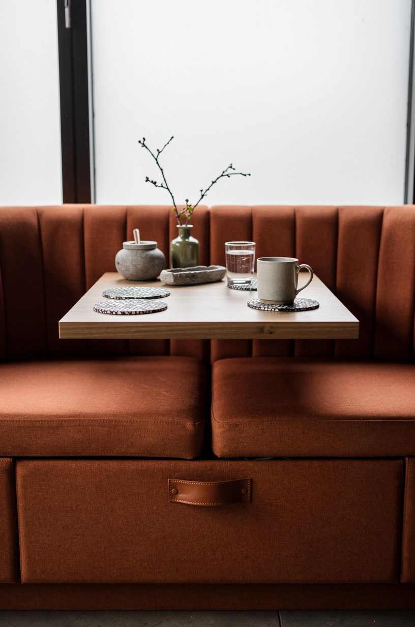 I used channel tufting for diner booth energy