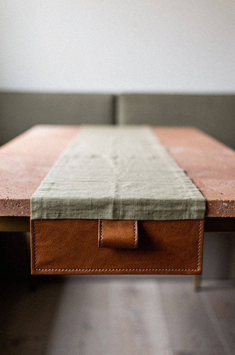 Set a linen runner diagonally across the top