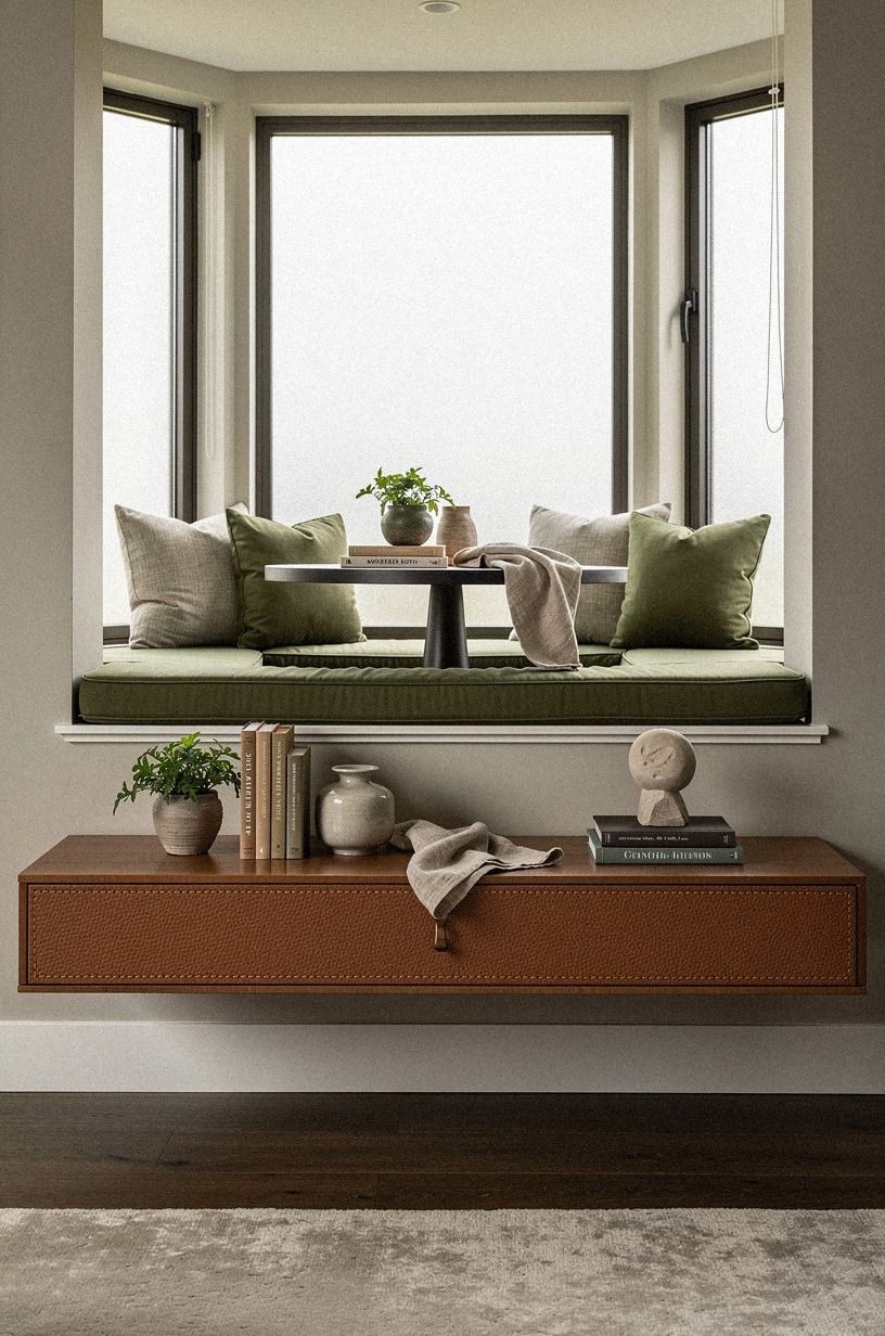 Float a narrow console behind the nook