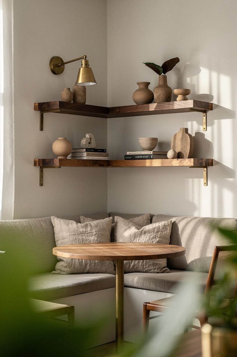 Style floating shelves above the table