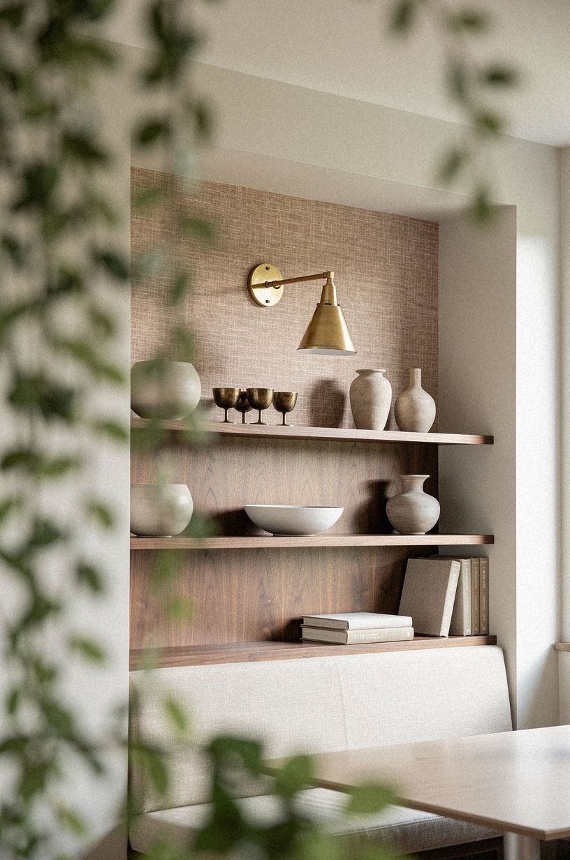 Hang a single dramatic floral behind the table