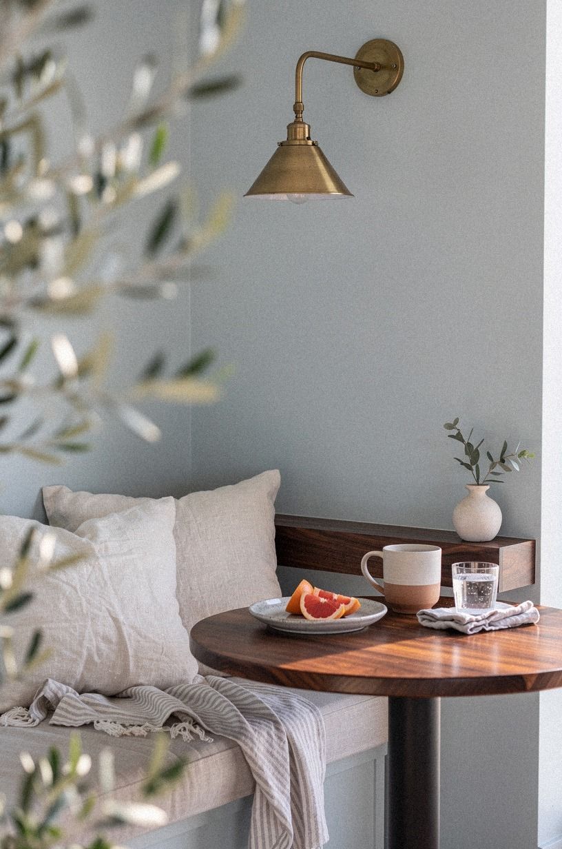 Paint the nook wall soft sea salt