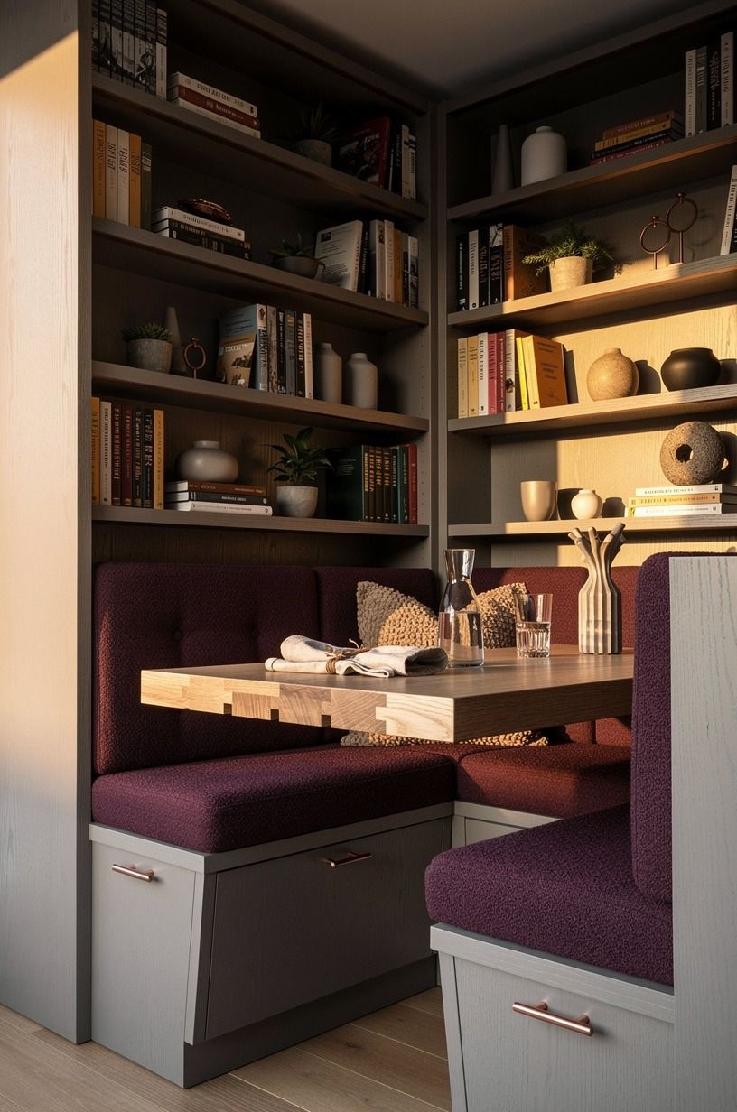 Extend Bookshelves Around the Breakfast Seat