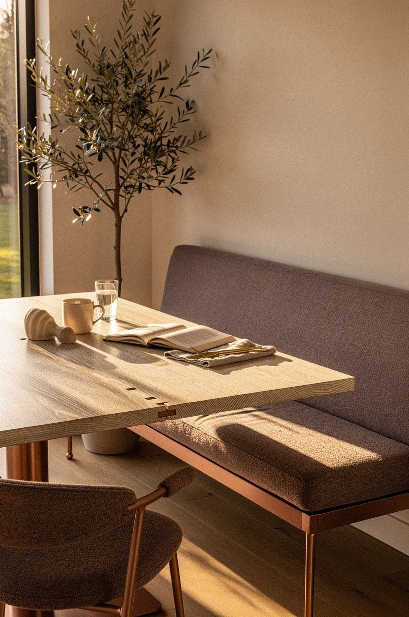 Tuck a potted olive tree behind one chair