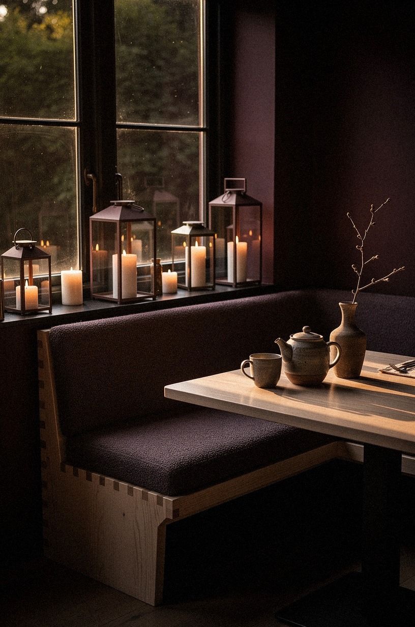 Place candle lanterns along the window ledge