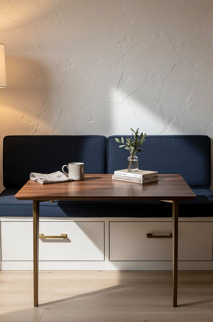 Run banquette drawers under a rectangular setup