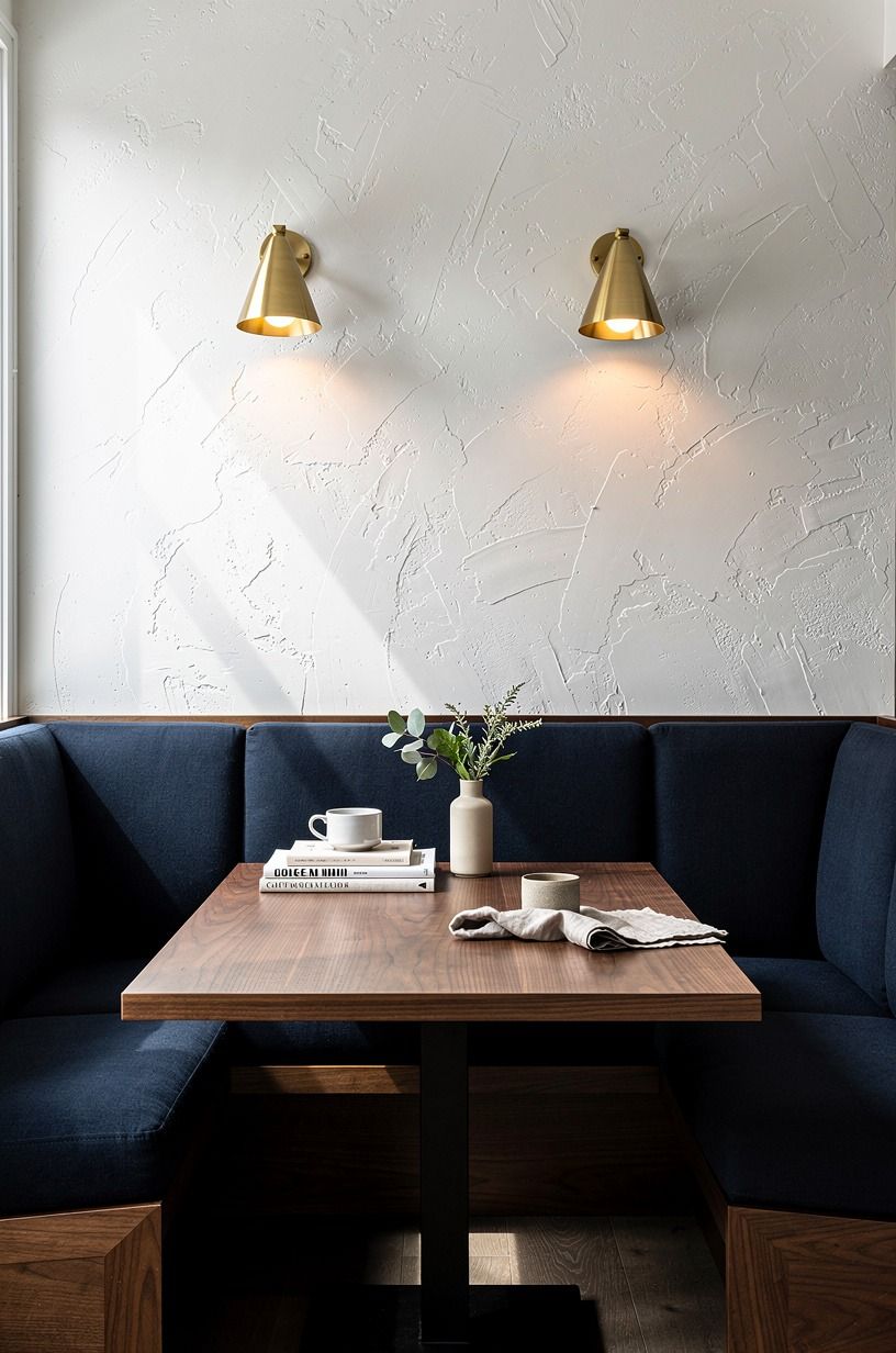Add sconces to the banquette wall