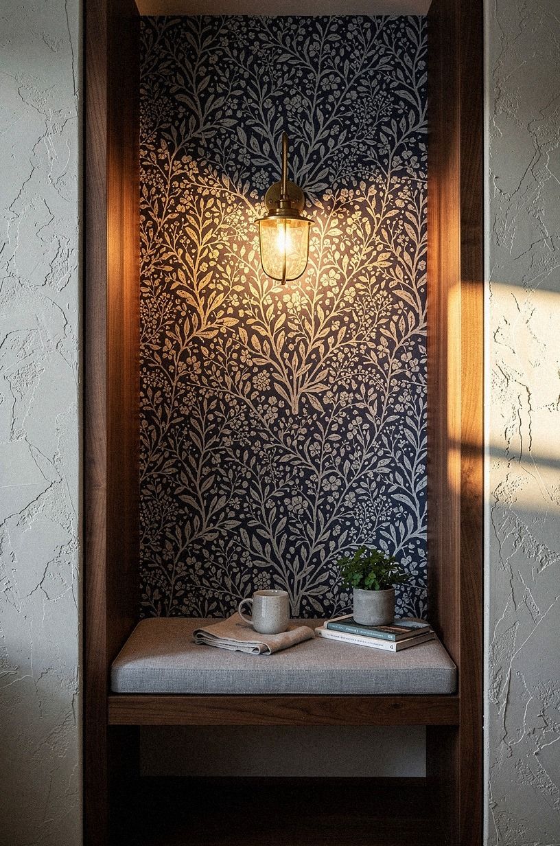 Build a faux-trellis effect with vine paper