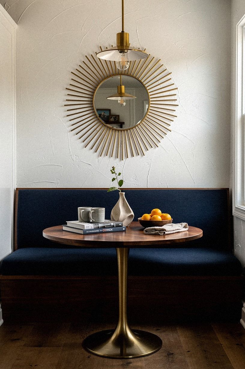 Finish with a sunburst mirror above dining