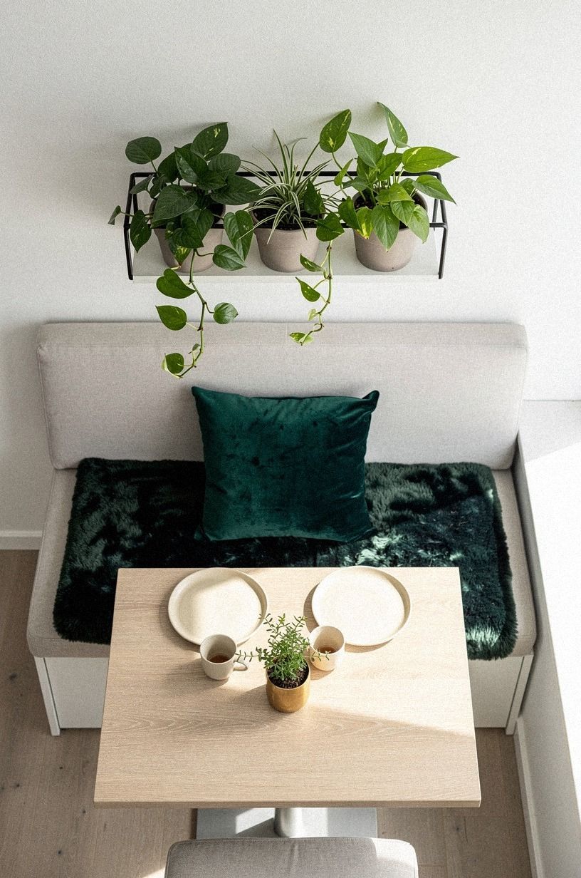 Float a plant stand behind the bench