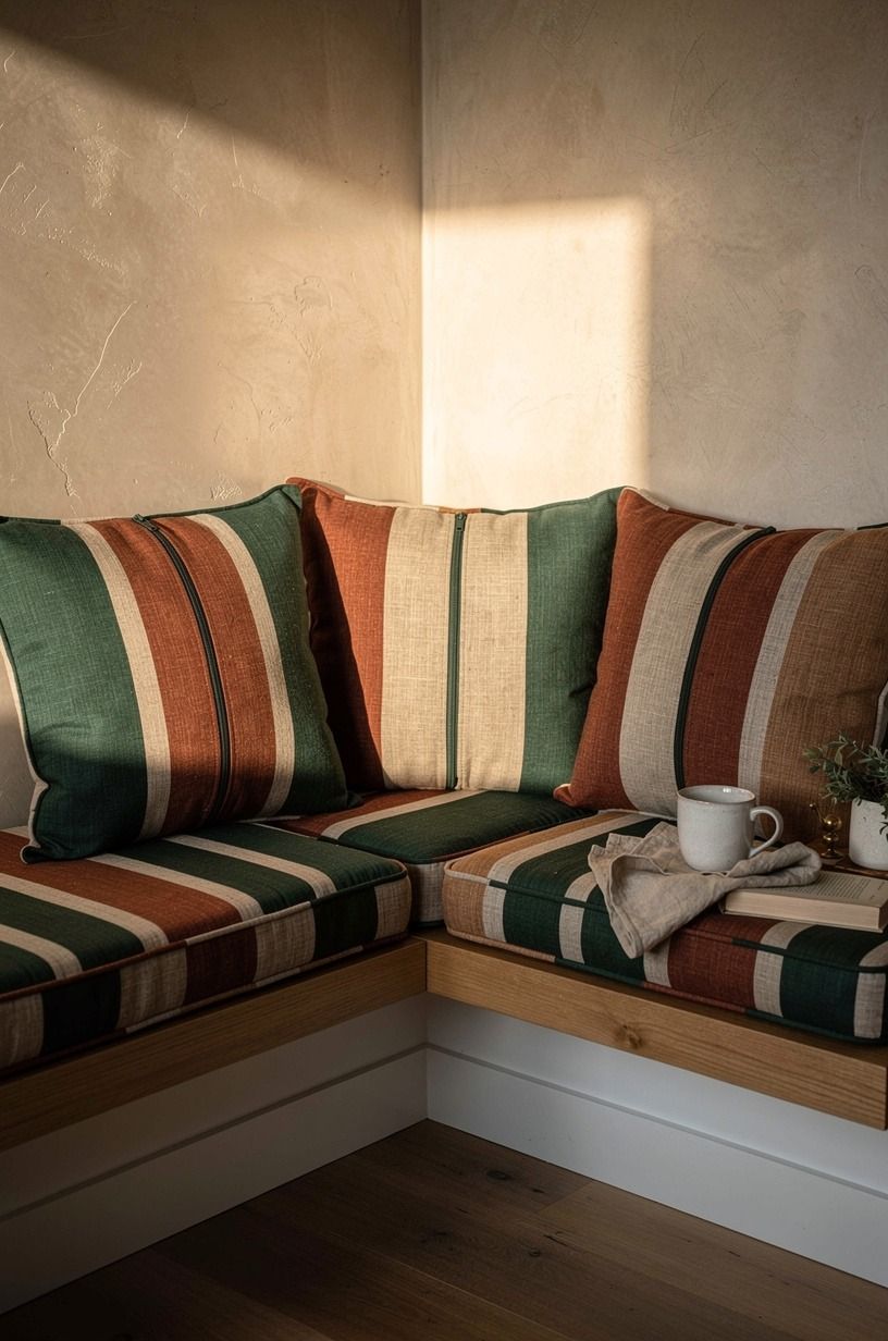 I sewed striped covers with zipper backs