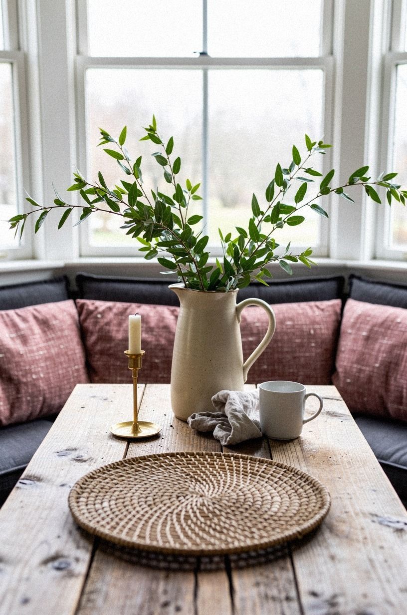 Finish with a pitcher of fresh branches