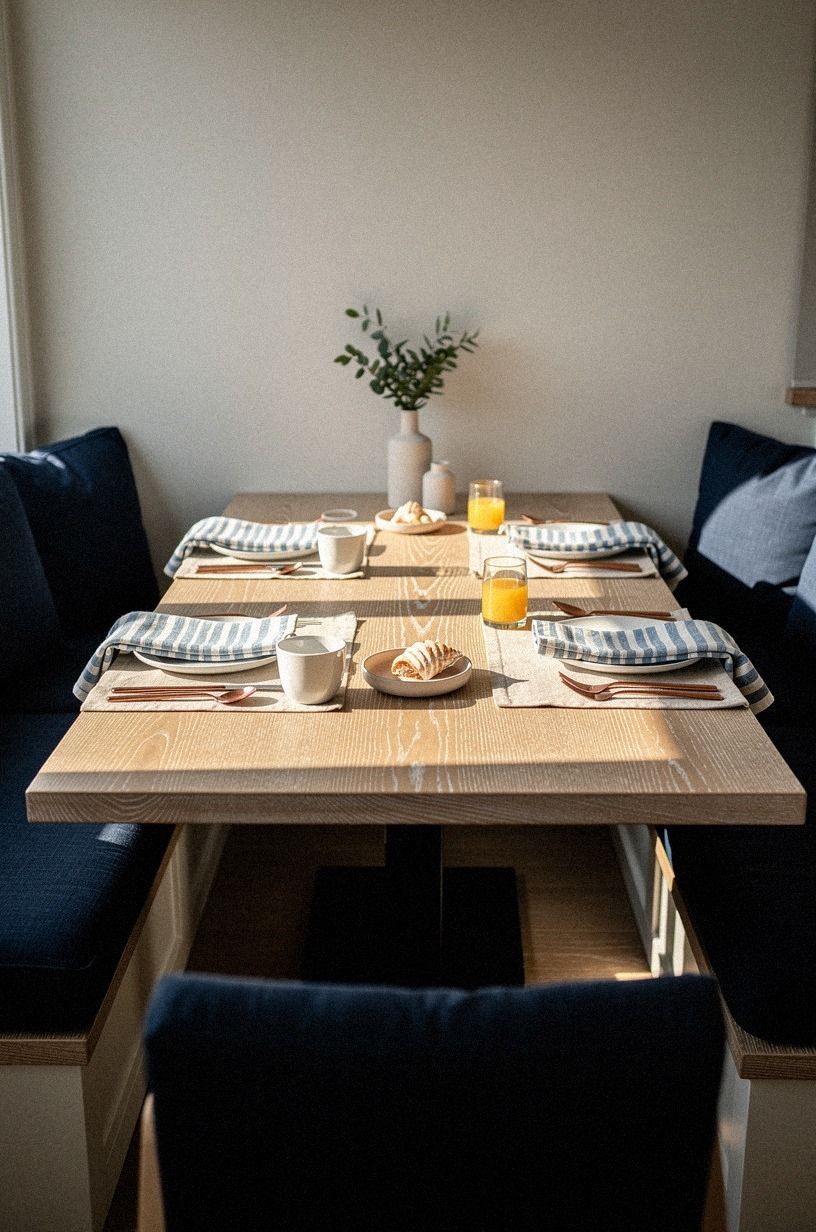Finish with striped napkins and white plates