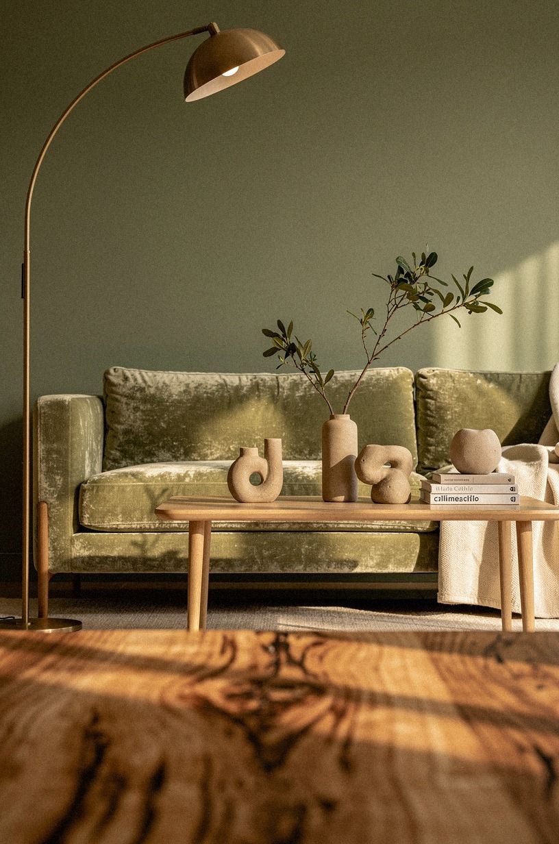 Angle a slim arc lamp toward the wood grain