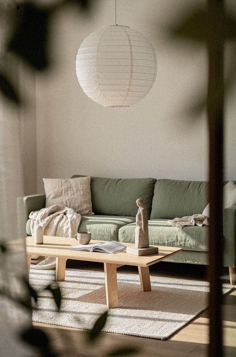 Hang a paper lantern at low height for soft diffusion