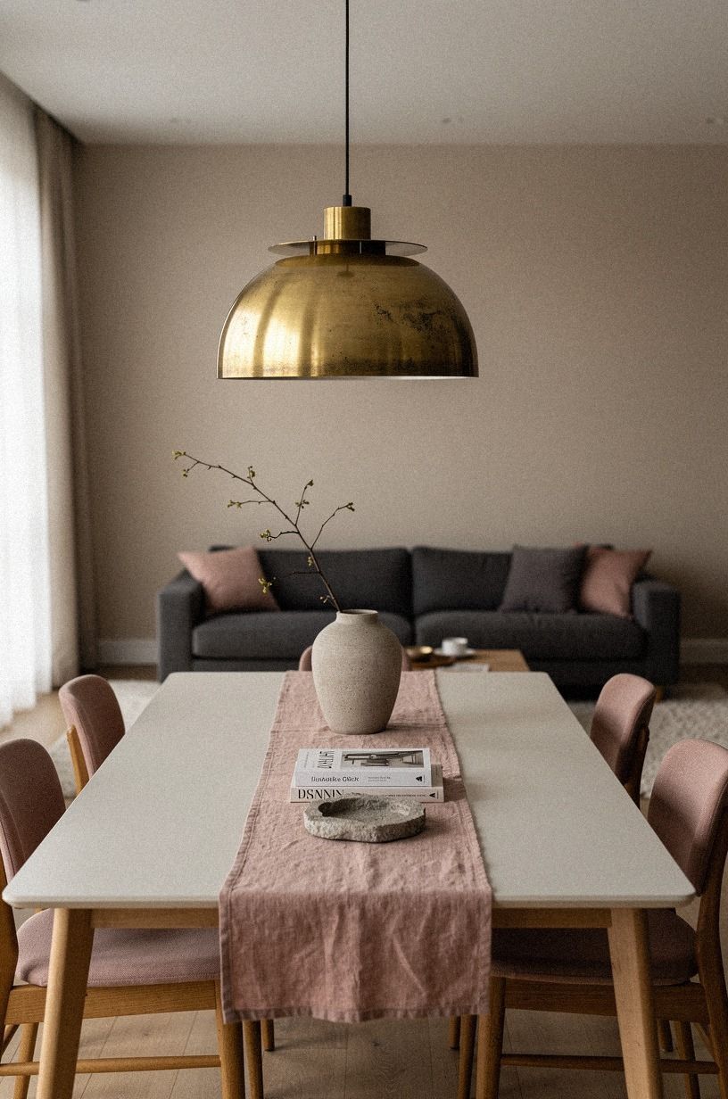 Hang a single statement pendant over the table