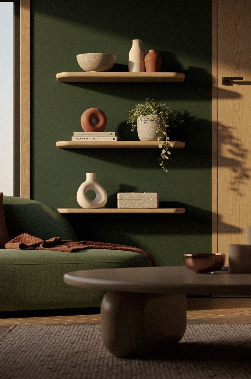 Install a small floating shelf trio