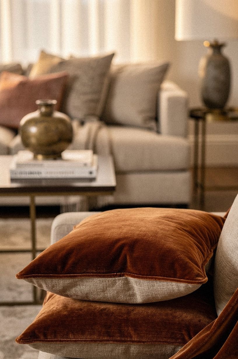 layer two kinds of seating cushions for depth