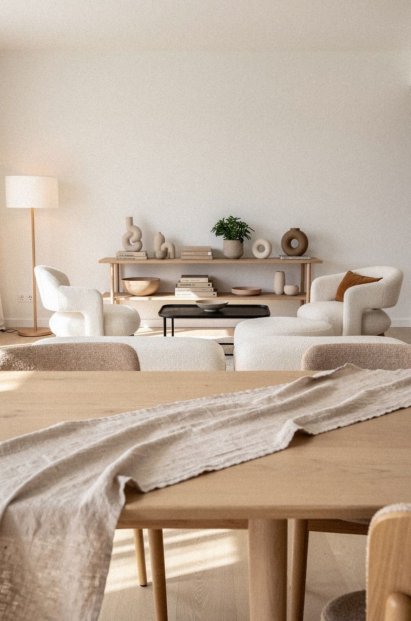 Set a linen runner diagonally across the top