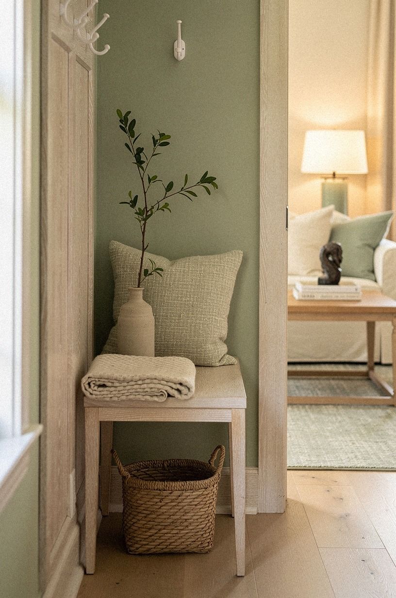 swap in a slim farmhouse bench for narrow nooks