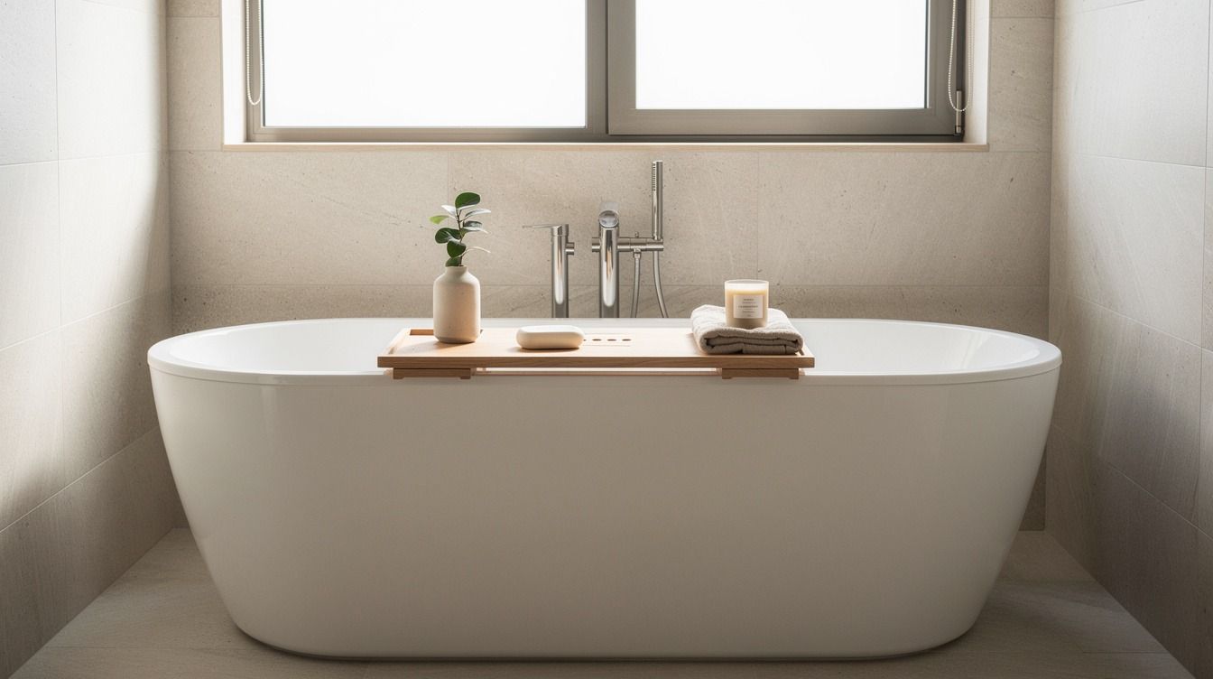 How to Style Minimalist Bathtub Tray Decor for Small Bathrooms - 13 Ideas