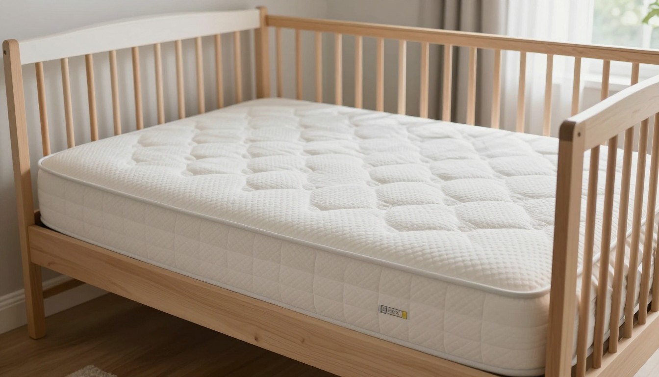 Editorial mattress photograph for crib bed measurements