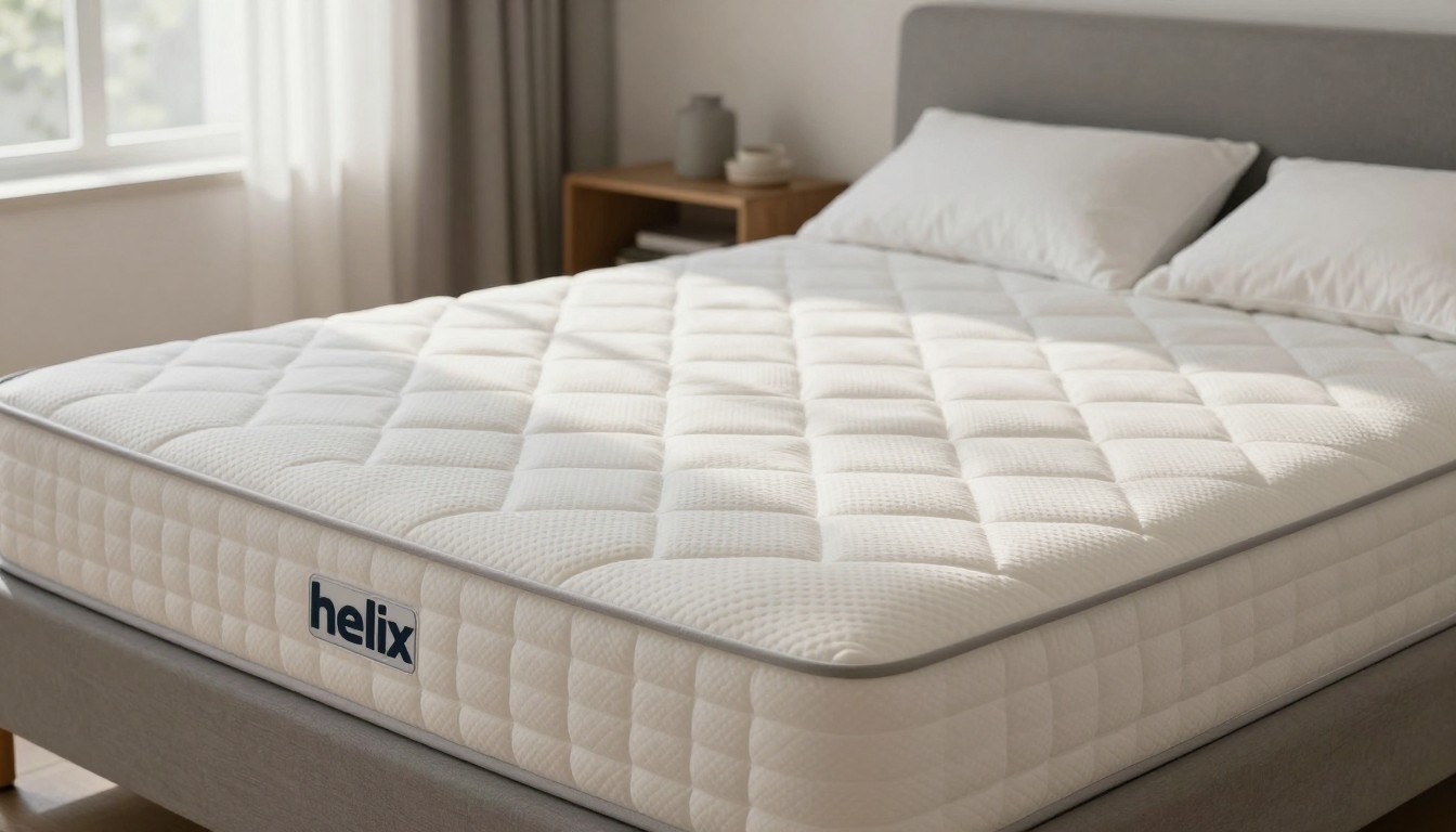 Editorial mattress photograph for helix ergoalign mattress topper with glaciotex