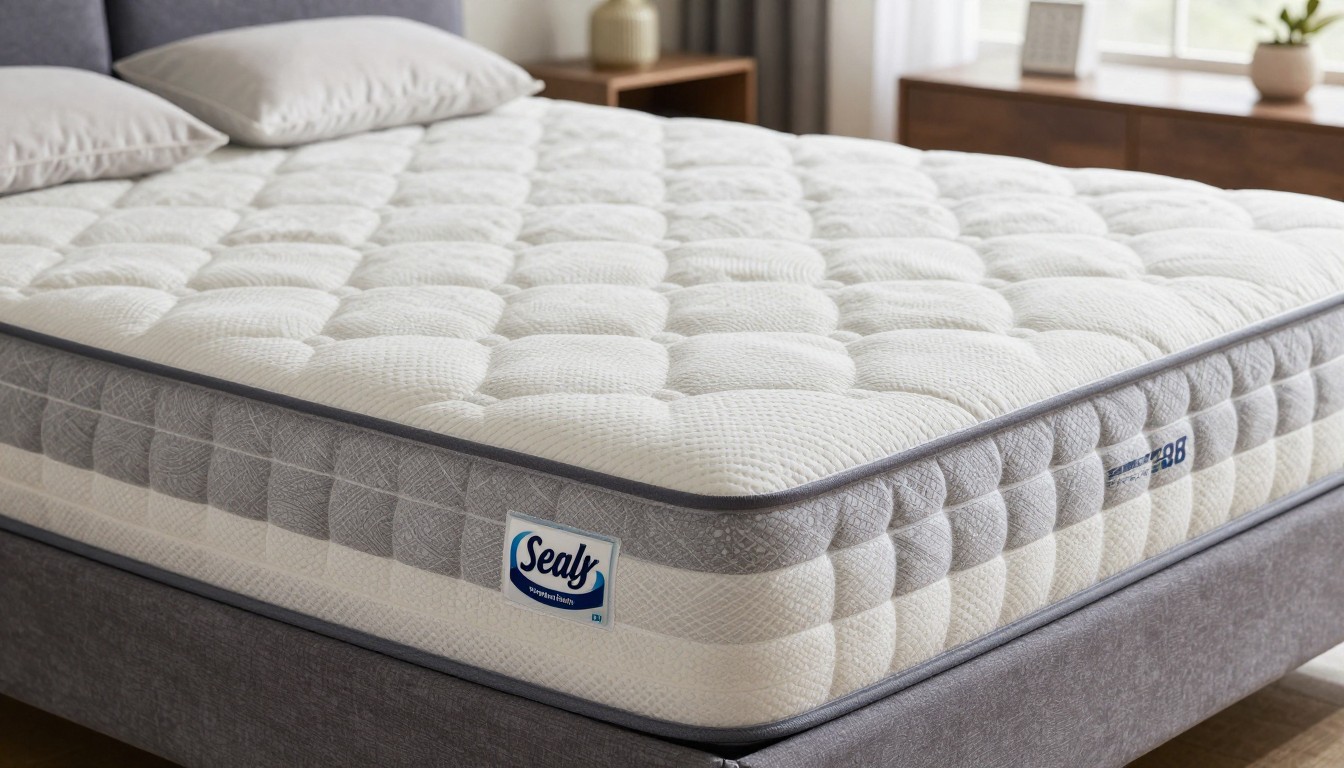 Editorial mattress photograph for sealy posturepedic plus satisfied ii innerspring tight top
