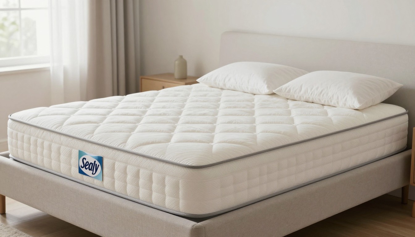 Editorial mattress photograph for sleepy's sealy slumber cushion firm mattress