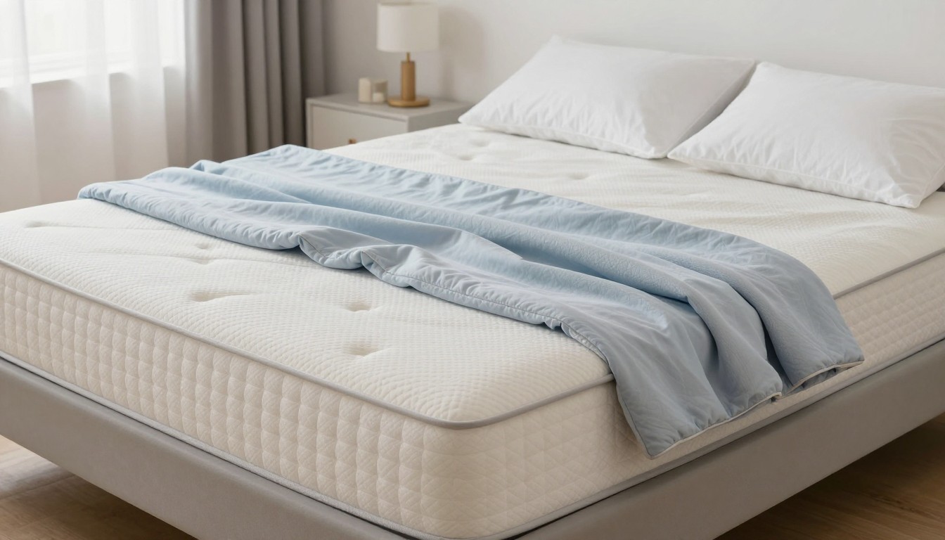 Editorial mattress photograph for washing a cooling blanket