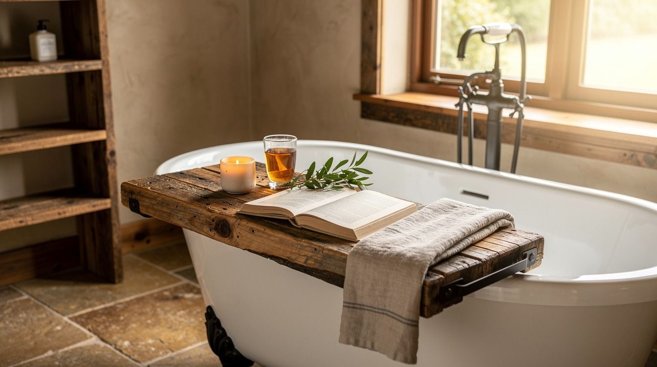 18 Rustic Bathtub Tray Ideas for a Cozy Bathroom That Feels Like a Spa