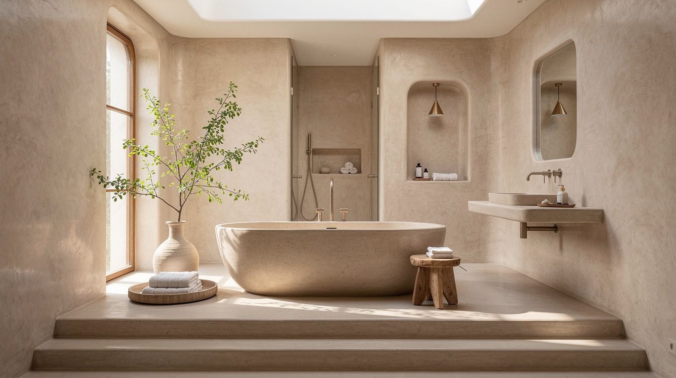 18 Tadelakt Bathroom Ideas for an Organic Modern Spa at Home, No Renovation Needed